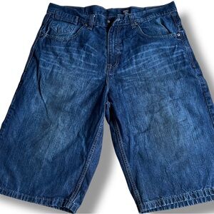 Rocawear Denim Shorts Embroidered Logo Gray Wash Baggy Mens Size 38 Y2K - READ‎